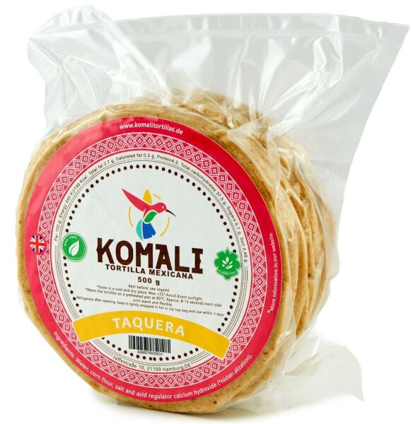 Komali Tortillas "taquera" de Maiz amarillo 12cm ca 26-27Stk 500g