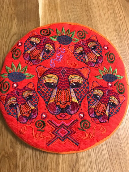 Calentador de Tortillas aislado y bordado a mano / Tortillawärmer isoliert und handbestickt ca 24cm