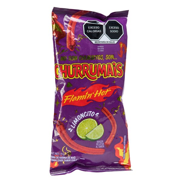 Churrumais Flamin Hot Limoncito / pikanter Maissnack mit Chili-Limetten Gescmack 70g