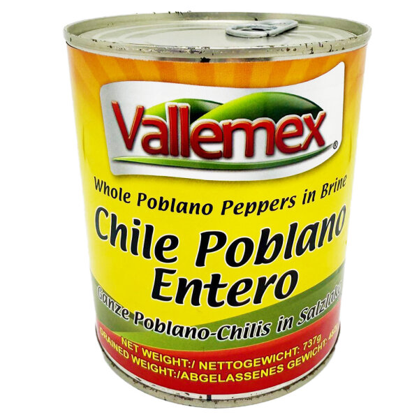 Vallemex Chiles Poblanos Entero / ganze Poblano Lata/Dose 737g