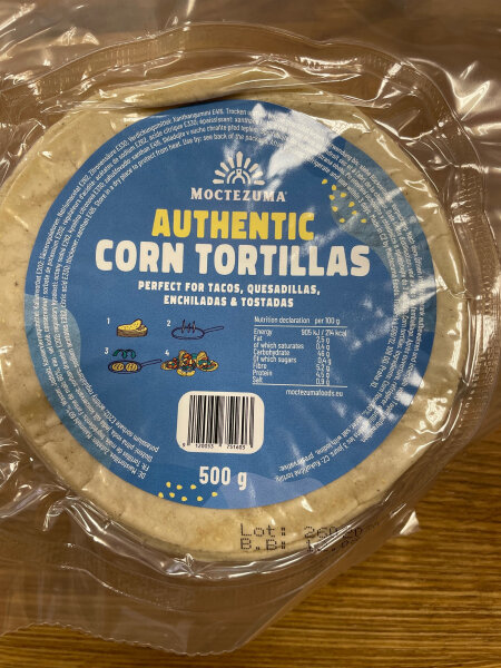 Moctezuma Authentic Taquera 12cm Tortillas de Maíz blanco / Maistortilla (weißer Mais) 500g