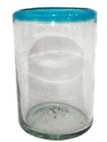 Vaso Filo Aqua / mundgeblasenes Glas Aqua ca 8x13cm